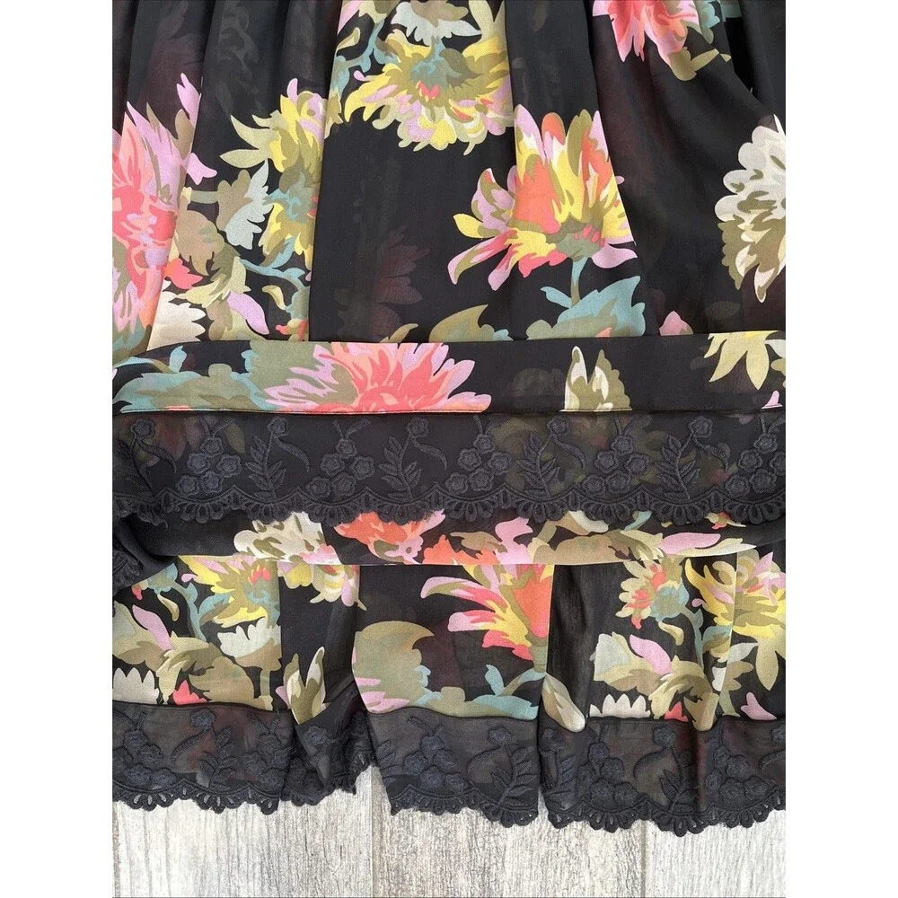 Maeve Anthropologie Violette Floral Chiffon Mini Dress Sheer Size S Sleeveless - Picture 10 of 11